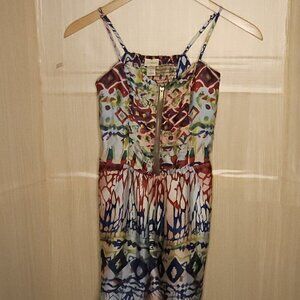 Daytrip Womens Silky Strappy Watercolor V Neck Mini Dress Small